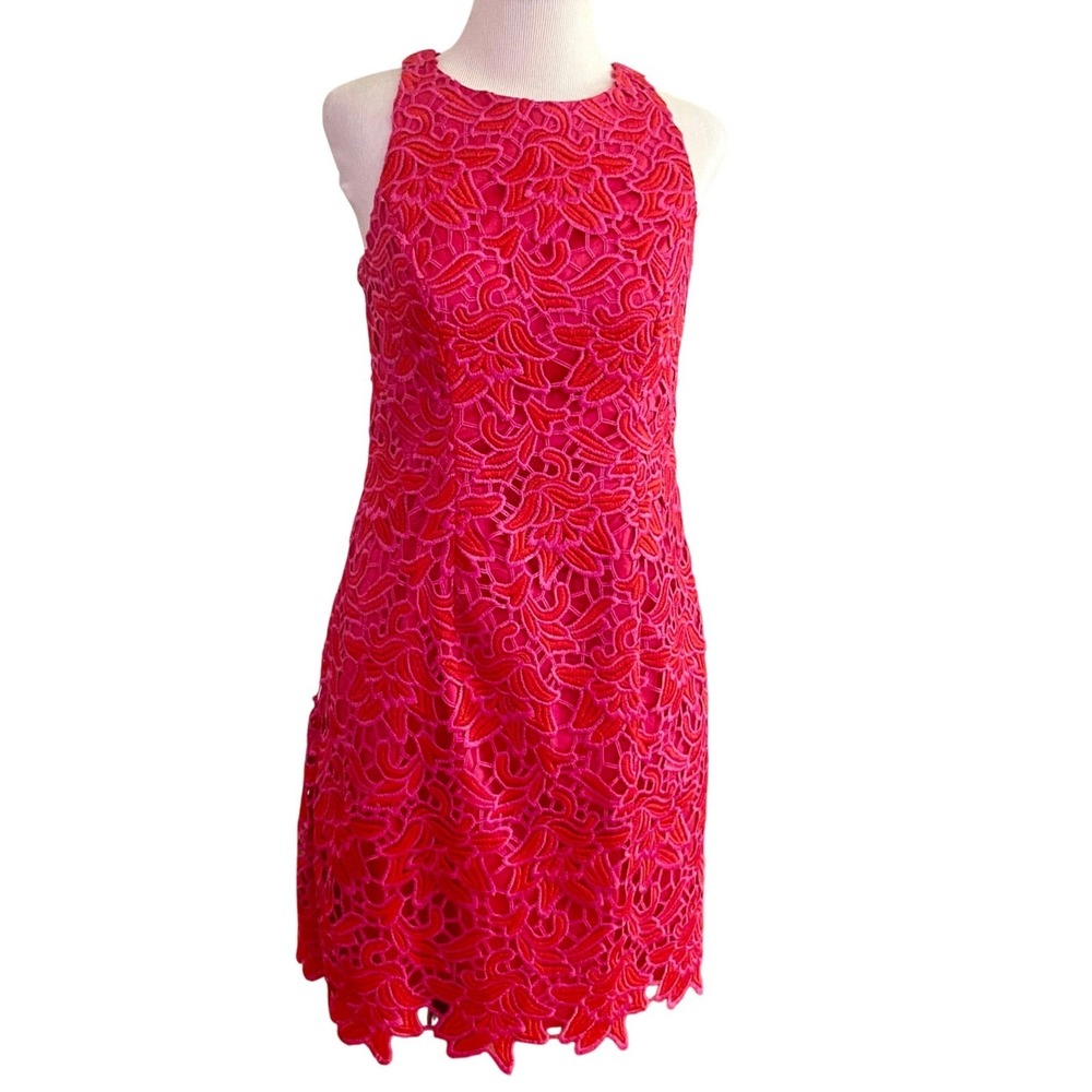 Aidan Mattox Fuchsia Pink Lace Mini Dress